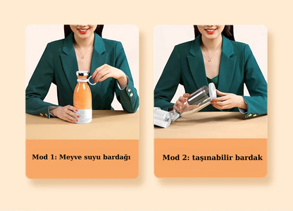 TazeBlend Portakal Limon USB Şarjlı Meyve Karıştırıcı Taze Sıkıcı Makinesi