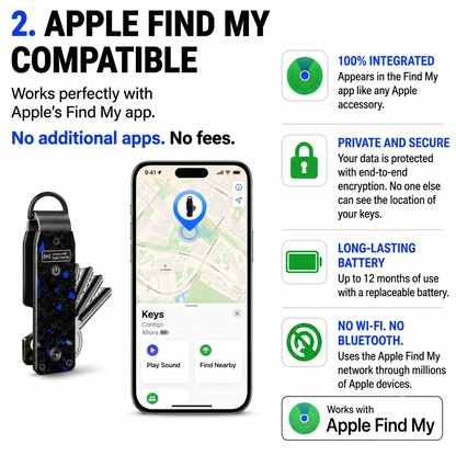 PUMIRE Key Organizer — Apple Find My Compatible, Holds 2-6 Keys