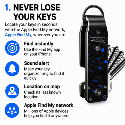 PUMIRE Key Organizer — Apple Find My Compatible, Holds 2-6 Keys