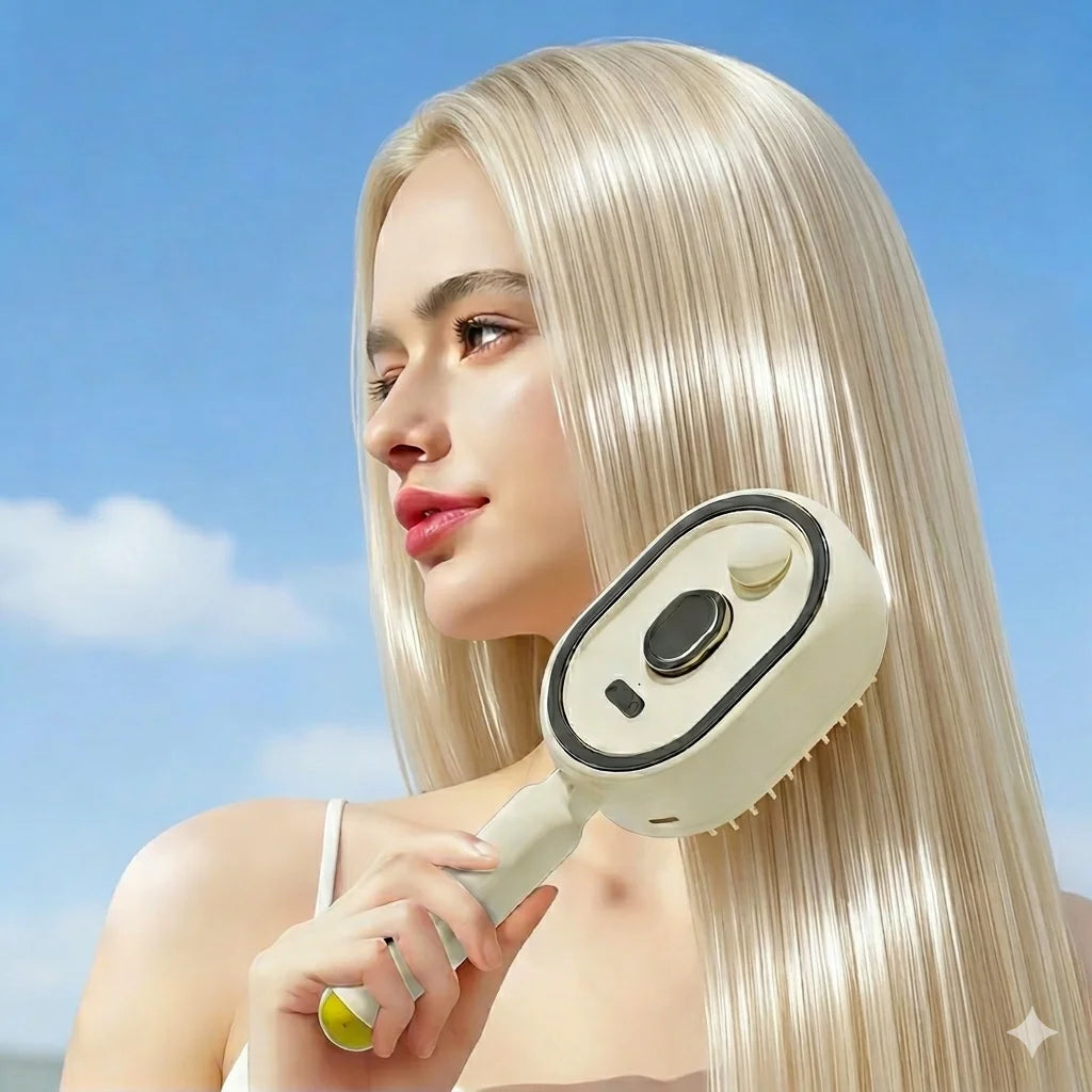 3-in-1 Ionic Mist Massage Hair Brush | Detangling, Anti-Static & Scalp Care