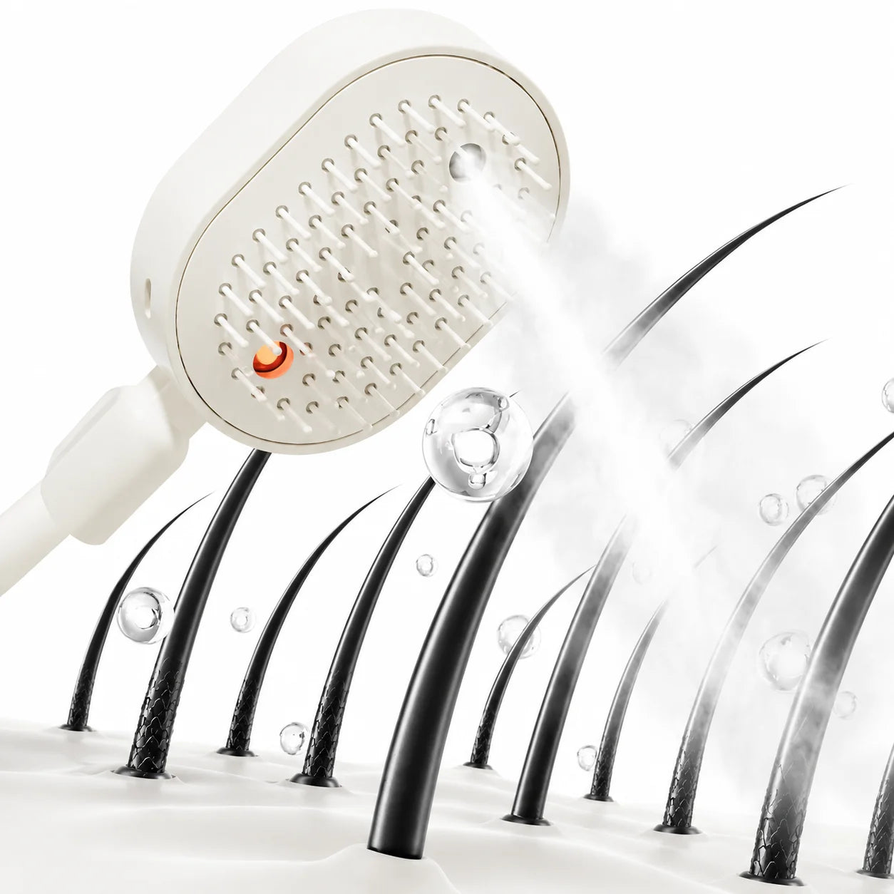3-in-1 Ionic Mist Massage Hair Brush | Detangling, Anti-Static & Scalp Care