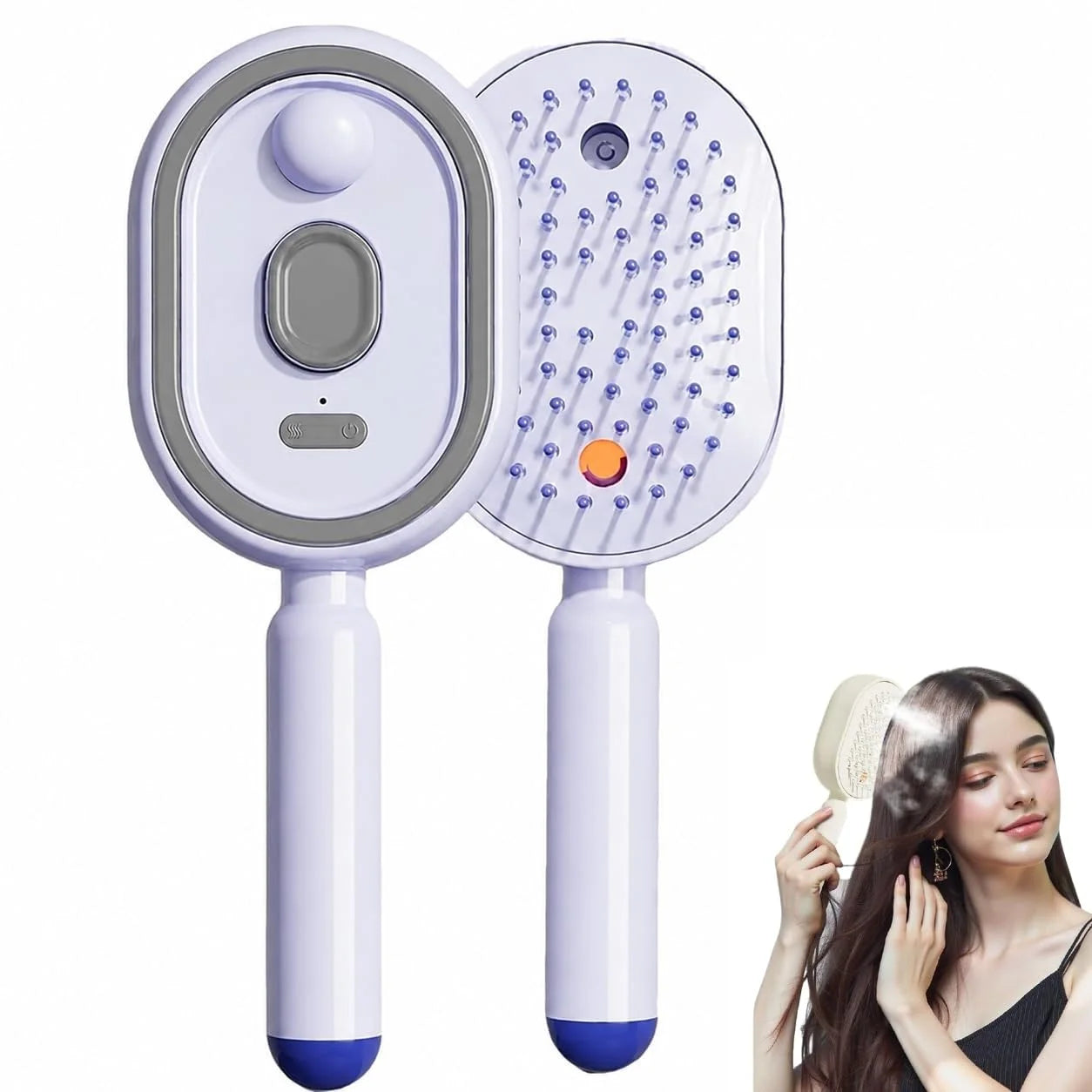 3-in-1 Ionic Mist Massage Hair Brush | Detangling, Anti-Static & Scalp Care