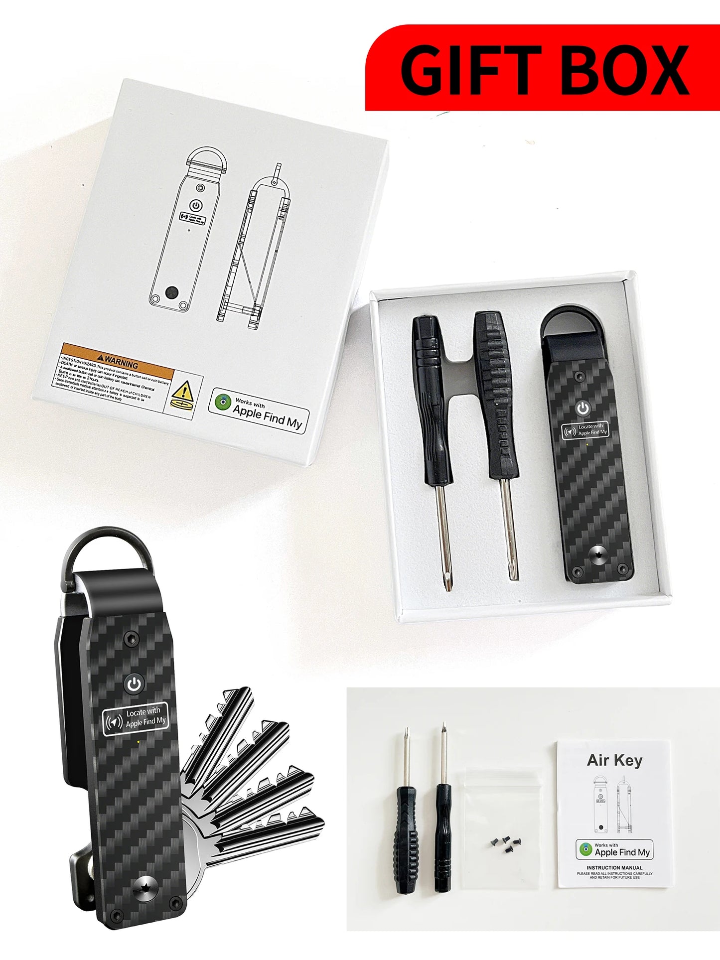 PUMIRE Key Organizer — Apple Find My Compatible, Holds 2-6 Keys
