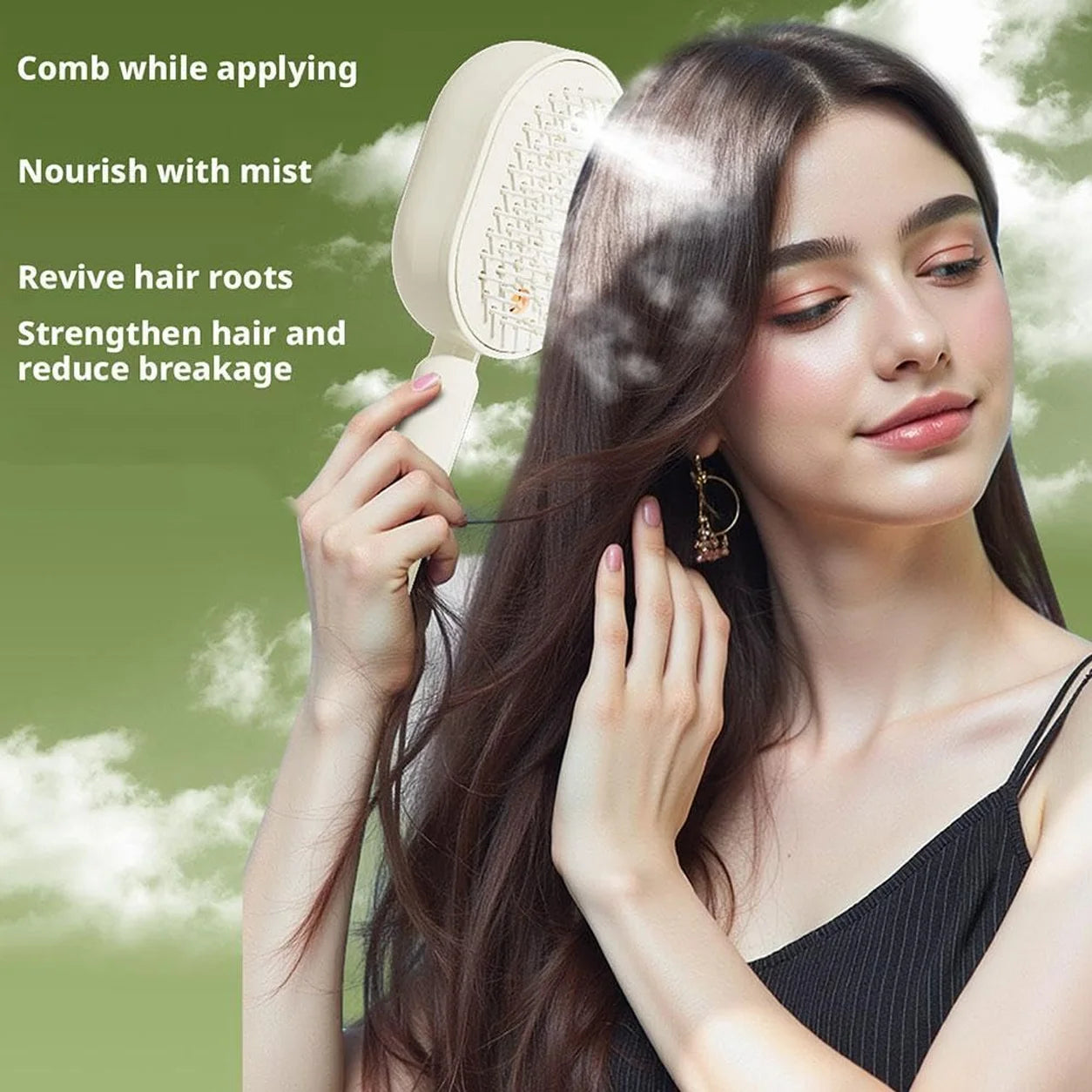 3-in-1 Ionic Mist Massage Hair Brush | Detangling, Anti-Static & Scalp Care